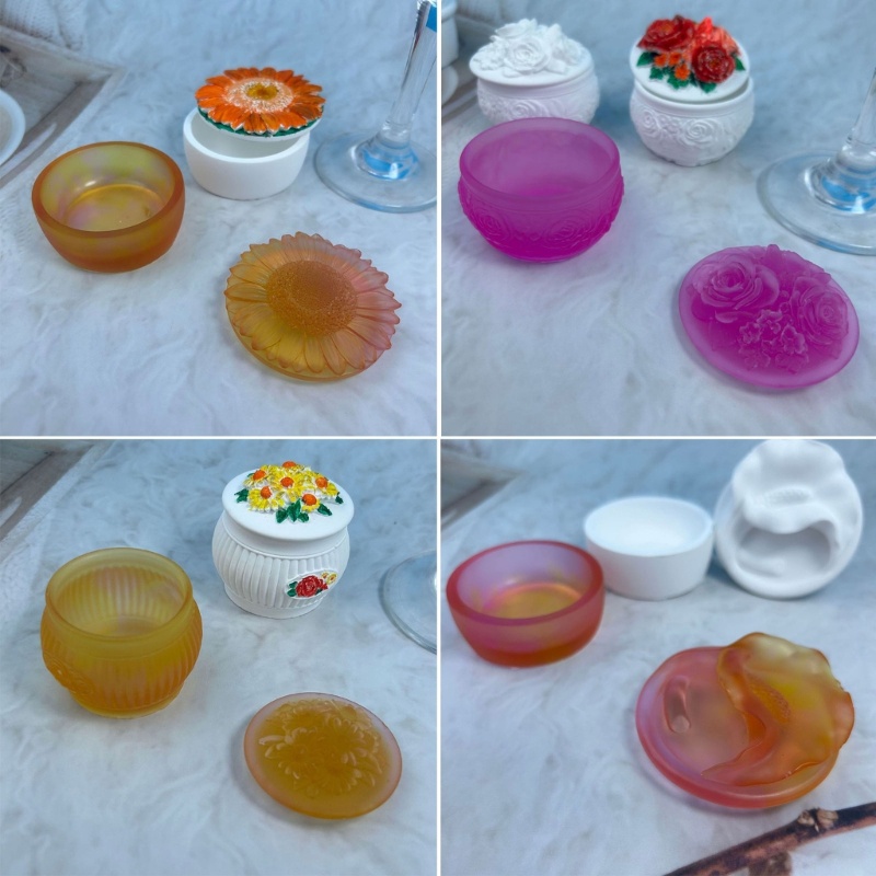 Khuôn Silicone Làm Mặt Trang Sức Hình Hoa Có Nắp Đậy DIY