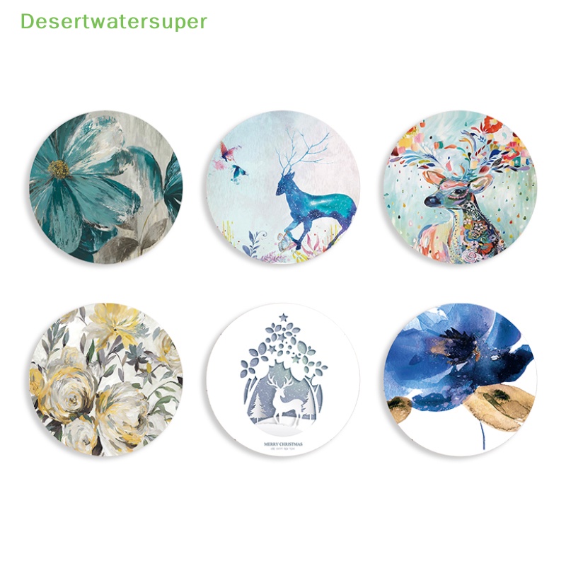 Dsvn Thảm Lót Chuột Tròn 20CM Chống Trượt In Hình Hoa Cảnh Thành Phố / Thỏ Hoạt Hình