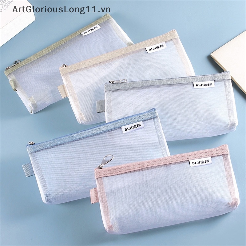 Túi Đựng Bút Dạng Lưới Trong Suốt Có Khóa Kéo Tiện Dụng Cho Học Sinh