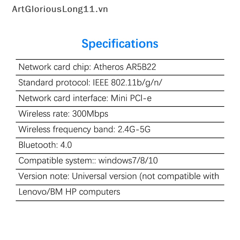 Thẻ Mạng Không Dây ArtGloriousLong 1PC R5B22 300M 5G Hai Băng Tần Tích Hợp Bluetooth 4.0