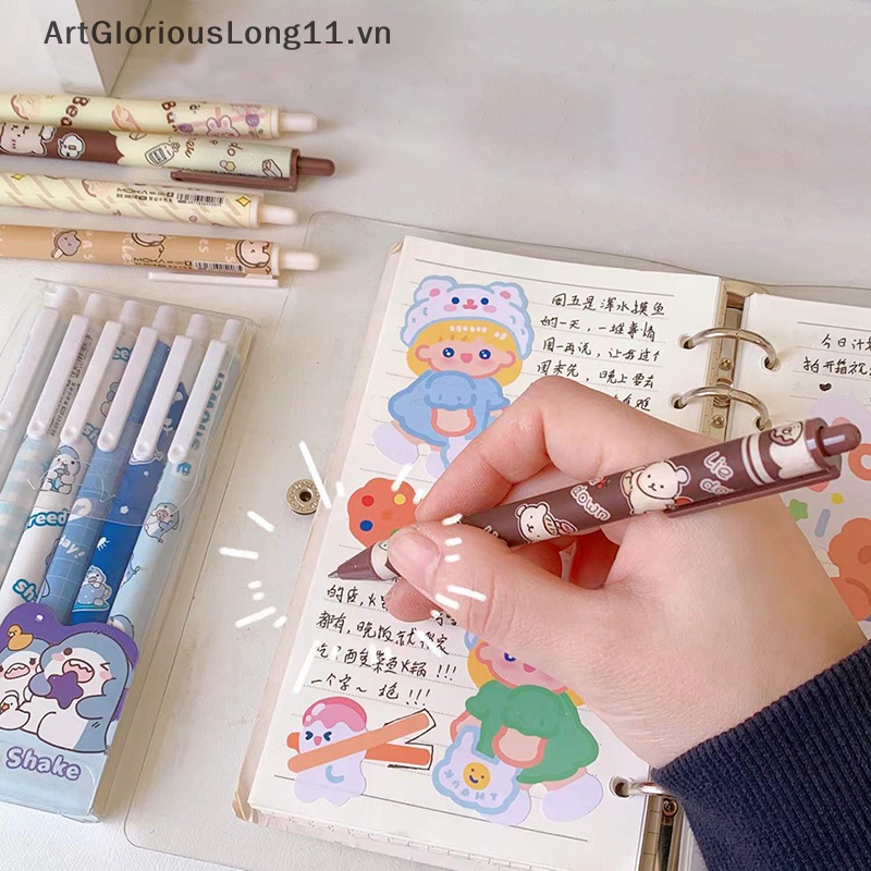 Set 6 Bút Mực Gel Họa Tiết Gấu / Thỏ Dễ Thương