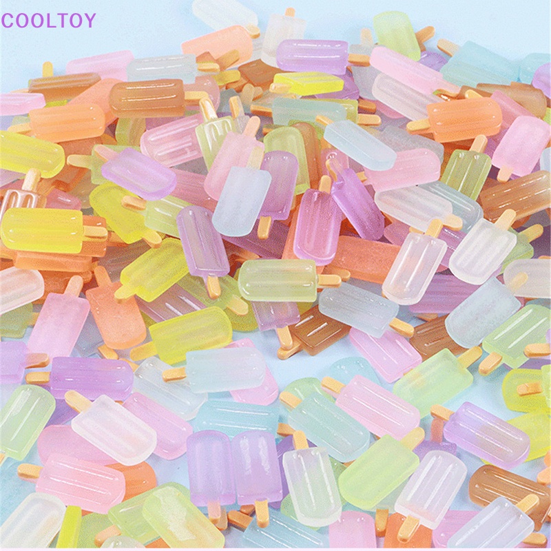 Set 10 Kẹp Tóc Hình Que Kem Dạ Quang Bằng Resin Resin DIY Đáng Yêu Đa Ứng Dụng