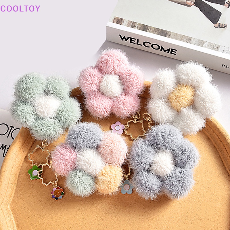 Móc Khóa Hình Hoa Hướng Dương Phối Lông Xù Dễ Thương Dành Cho Nữ