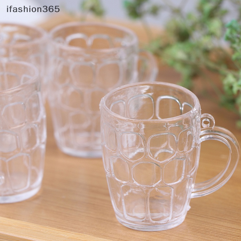 Set 5 Cốc Uống Bia Bằng Nhựa Trong Suốt Dùng Trang Trí Nhà Búp Bê 1: 12