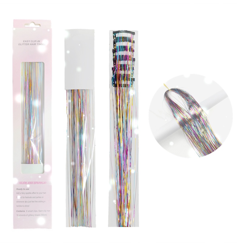 Bộ 6 Chùm Tóc Giả Màu Cầu Vồng Lấp Lánh