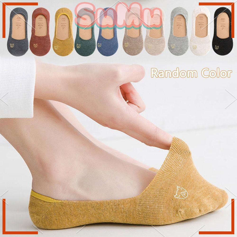 Đôi Vớ Cotton Vô Hình Chống Trượt Thêu Họa Tiết Màu Sắc Ngẫu Nhiên