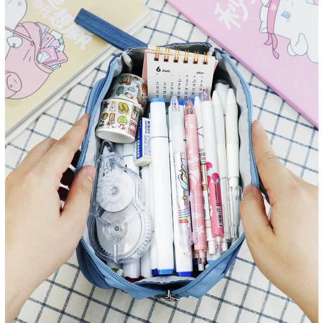 Túi Đựng Bút Đa Năng Sức Chứa Lớn Có Nút Gài Tiện Dụng Cho Học Sinh