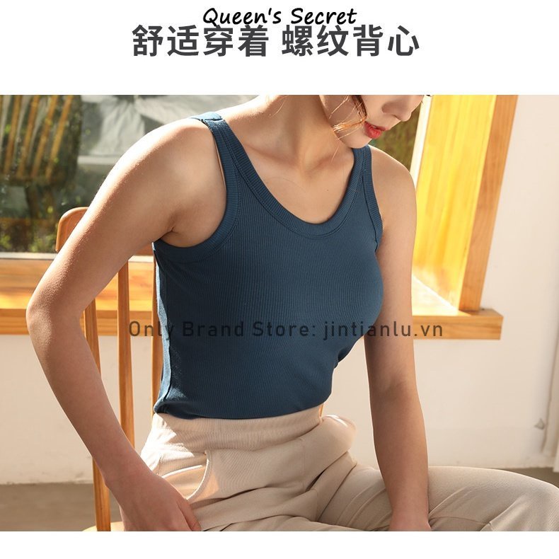 Áo Lót Có Đệm Ngực Màu Trơn Phong Cách Retro