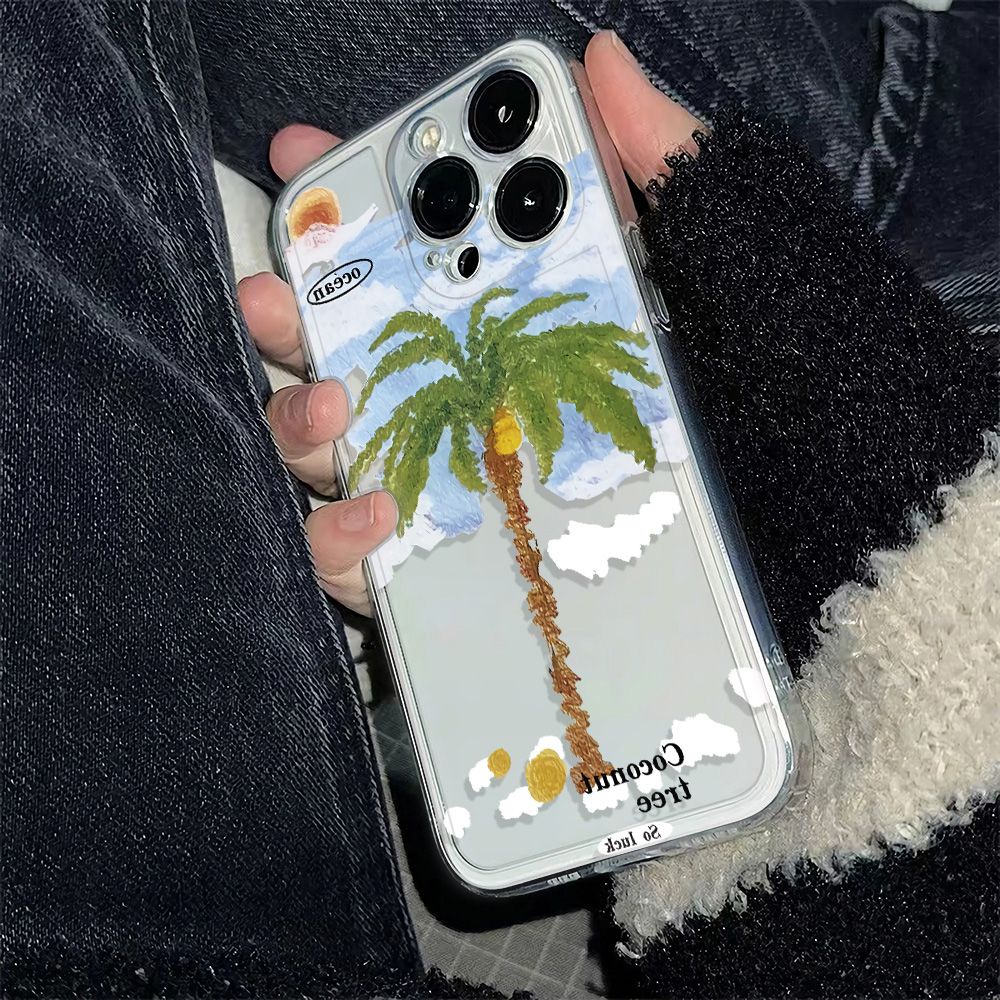 ✅Ốp Điện Thoại Mềm Chống Sốc Họa Tiết Cây Dừa Đơn Giản Cho Iphone 1113 14pro maxplus 1278 6In