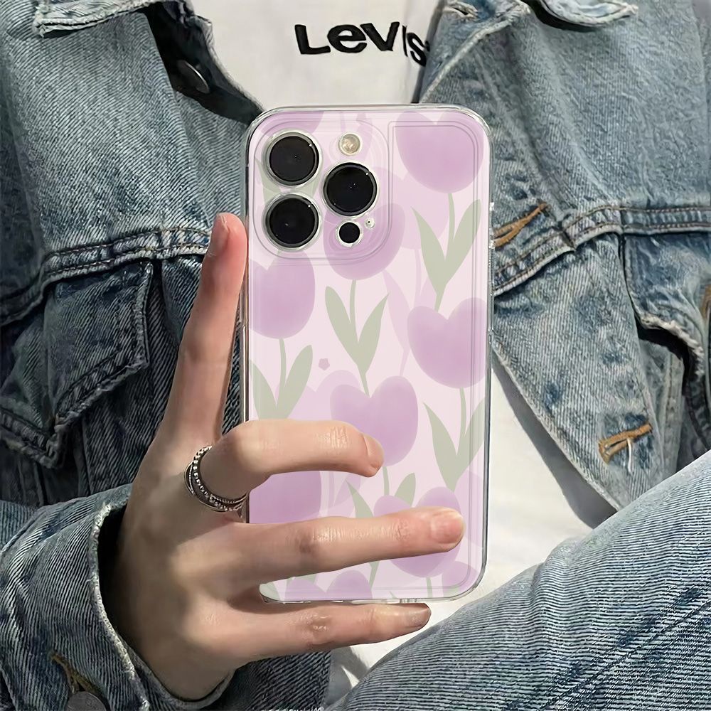 ✅Ốp Điện Thoại Mềm Chống Sốc Họa Tiết Hoa Tulip 72NV Cho Iphone 6In78Plus 1113 1214Pro max