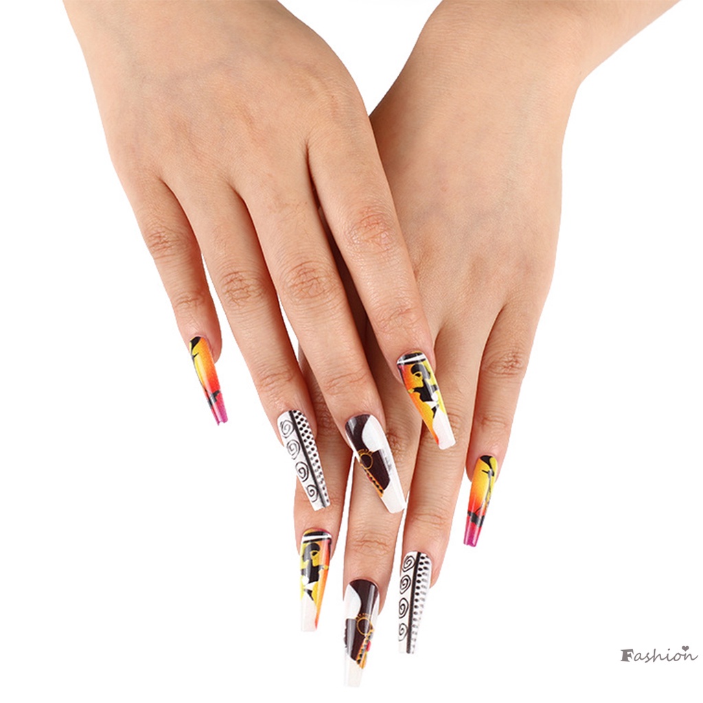 Bộ 24 Móng Tay Giả Thời Trang Tái Sử Dụng Được
