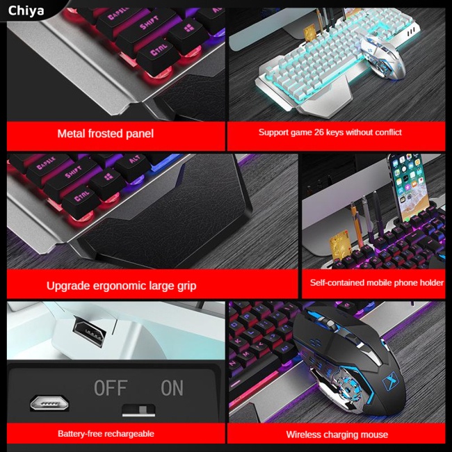 Bộ Bàn Phím Và Chuột Không Dây K680 Chống Nước Bằng Kim Loại Rgb Có Thể Sạc Lại