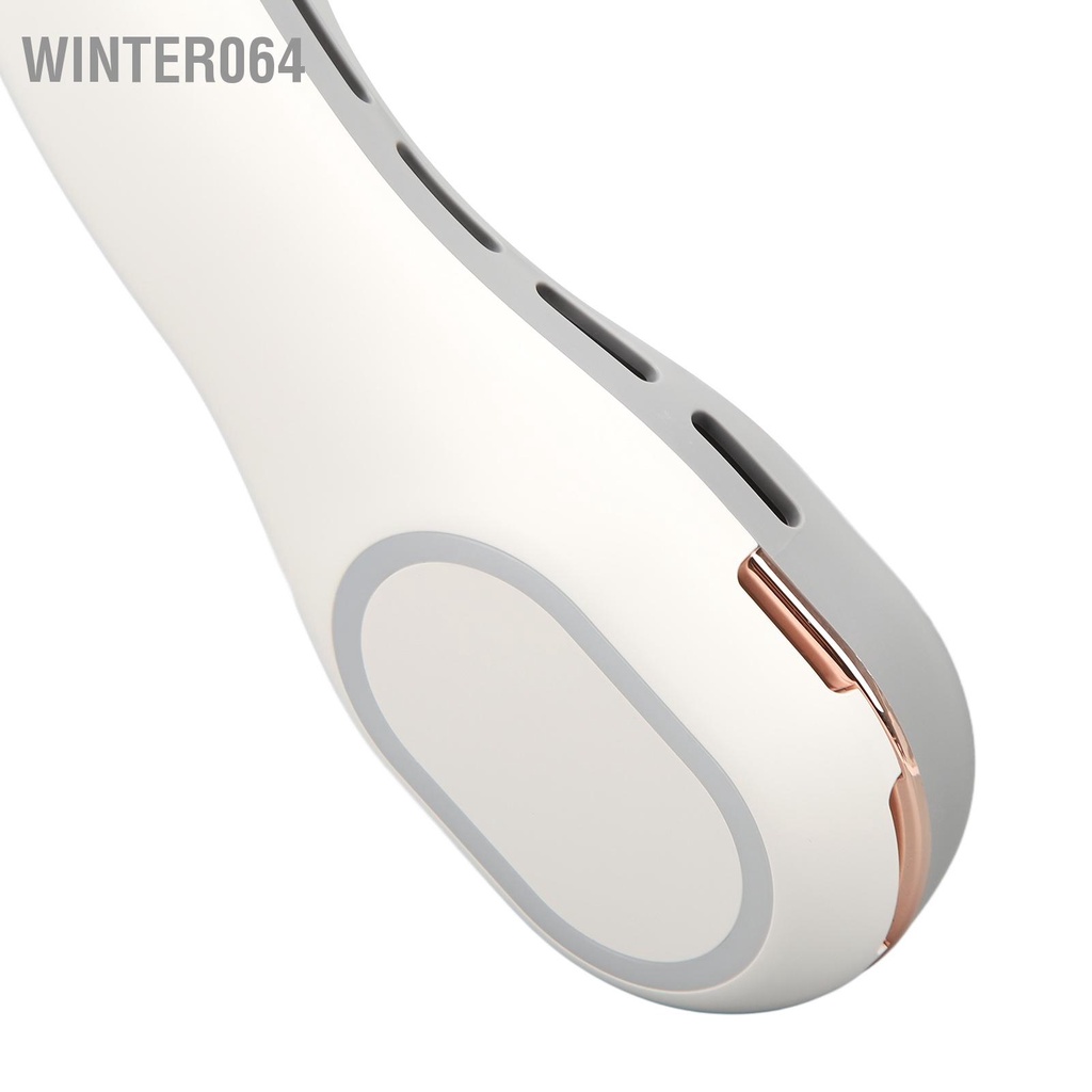 Winter064 Treo Cổ Quạt Không Cánh Kích Thước Có Thể Điều Chỉnh Màn Hình Hiển Thị Công Suất Di Động Đèn 7 Màu Trắng DC5V 2A