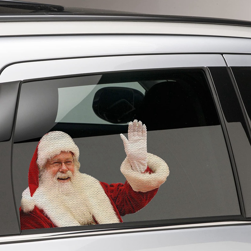 Bộ 2 Miếng Dán Trang Trí Cửa Sổ Xe Hơi Họa Tiết Giáng Sinh Dễ Thương