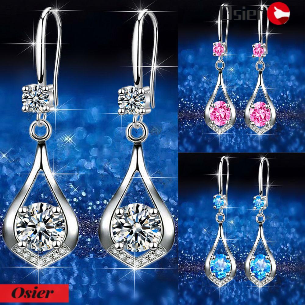 Bông Tai Hình Oval Dáng Dài Thời Trang Cho Nữ OSIER1|Bông Tai Đính Đá Thời Trang Dành Cho Nữ