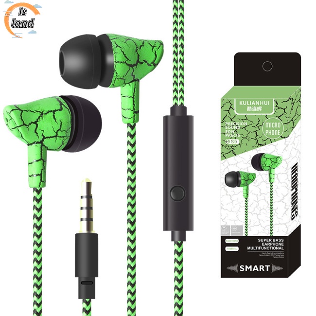 Tai Nghe Nhét Tai Jack 3.5mm Có Micro Thiết Kế Dây Bện Thời Trang