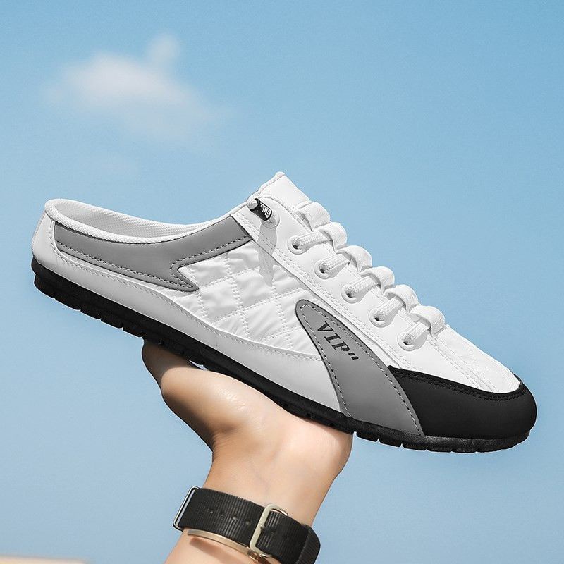 Giày Lười Bằng Vải Canvas Thoáng Khí Phong Cách Hàn Quốc Cho Nam Giày lười da nam Hermest đế âm khâu 4 màu đen, trắng, xanh, xám Giày Lười Thoáng Khí Thời Trang Dành Cho Nam