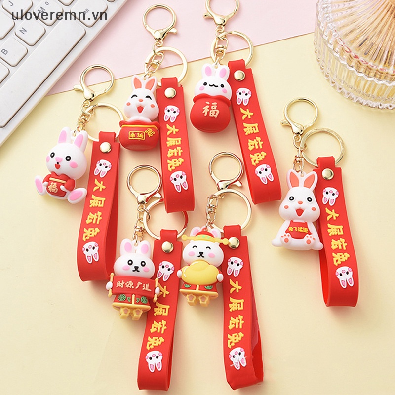 Uloveremn Móc Khóa Hình Thỏ Trung Quốc Bằng Nhựa Resin Nhiều Màu Dễ Thương