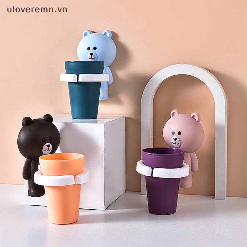 1 Cốc Đánh Răng Treo Tường Hình Gấu Hoạt Hình Đáng Yêu Dành Cho Trẻ