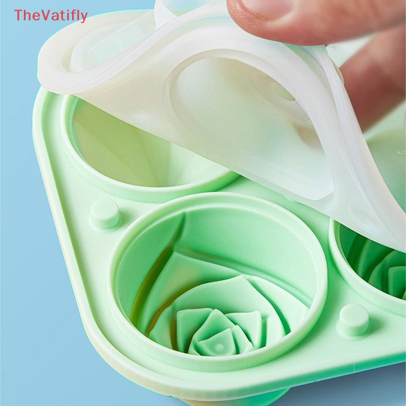 Khuôn Silicone Làm Đá Viên Hình Hoa Hồng 4 Lỗ Có Thể Tái Sử Dụng