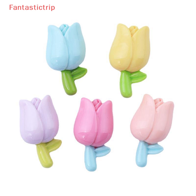 Set 10 Phụ Kiện Kẹp Tóc Hình Hoa Tulip Bằng Nhựa Resin Dễ Thương DIY