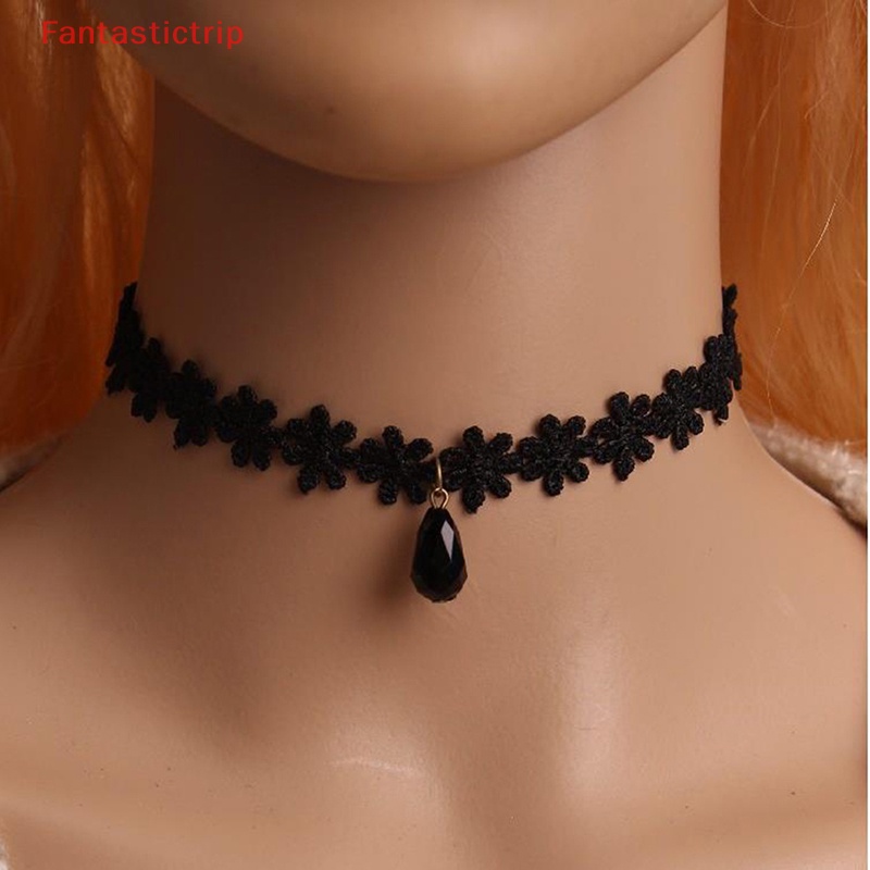 Vòng Cổ Choker Dây Nhung Phối Ren Phong Cách Gothic Cổ Điển Thời Trang Cho Nữ Mới