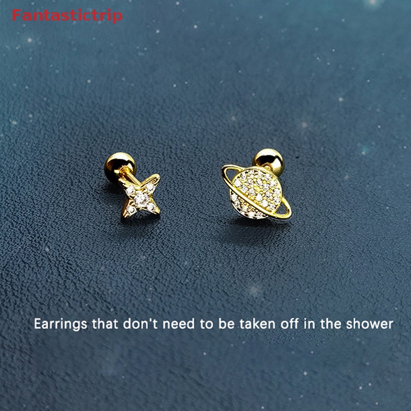 1 Đôi Bông Tai Đính Đá Zircon Hình Ngôi Sao Thời Trang Dành Cho Nữ