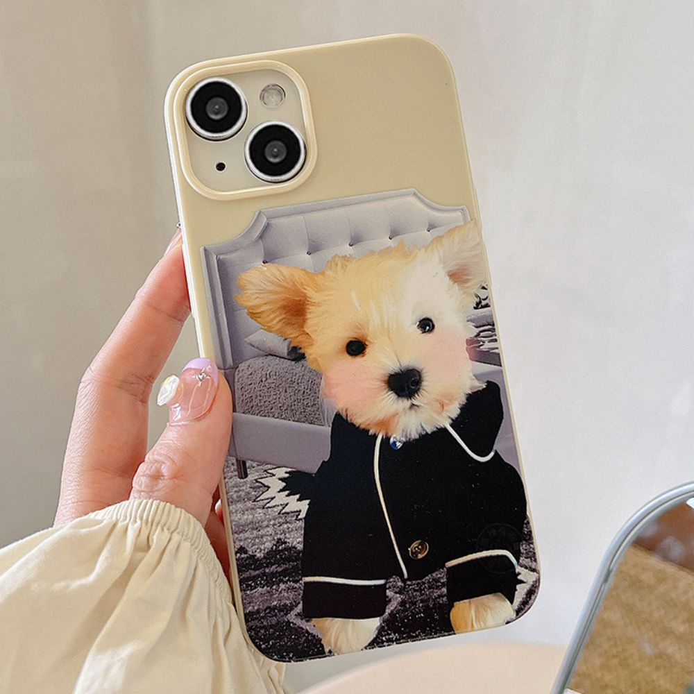 Ốp Điện Thoại TPU Mềm Chống Sốc In Hình Chú Cún Mặc Đồ Ngủ Cho IPhone 14 Pro Max 13 12 11 Pro Max XS XR 7 8 Plus