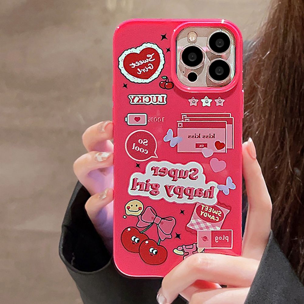 Ốp Điện Thoại TPU Mềm Siêu Mỏng Hình Cô Gái Màu Hồng Cho IPhone 14 Pro Max 13 12 11 Pro Max XS XR 7 8 Plus