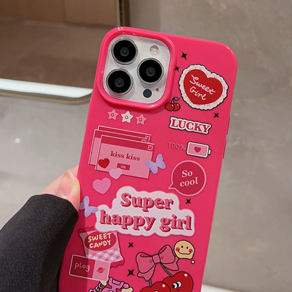 Ốp Điện Thoại TPU Mềm Siêu Mỏng Hình Cô Gái Màu Hồng Cho IPhone 14 Pro Max 13 12 11 Pro Max XS XR 7 8 Plus