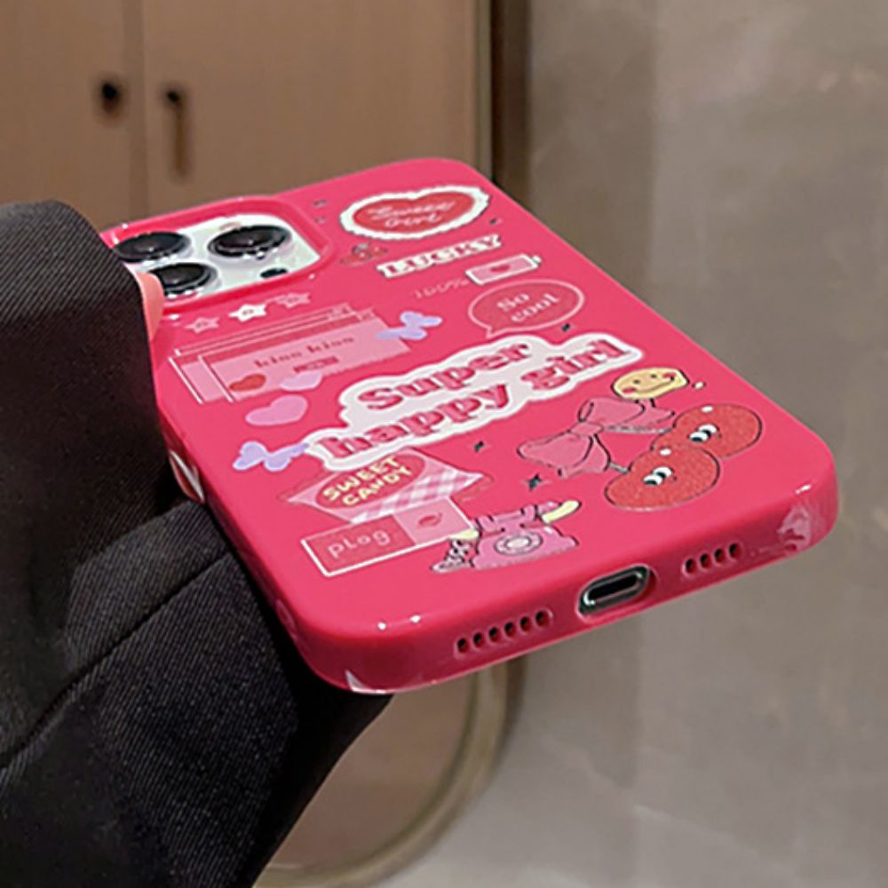 Ốp Điện Thoại TPU Mềm Siêu Mỏng Hình Cô Gái Màu Hồng Cho IPhone 14 Pro Max 13 12 11 Pro Max XS XR 7 8 Plus