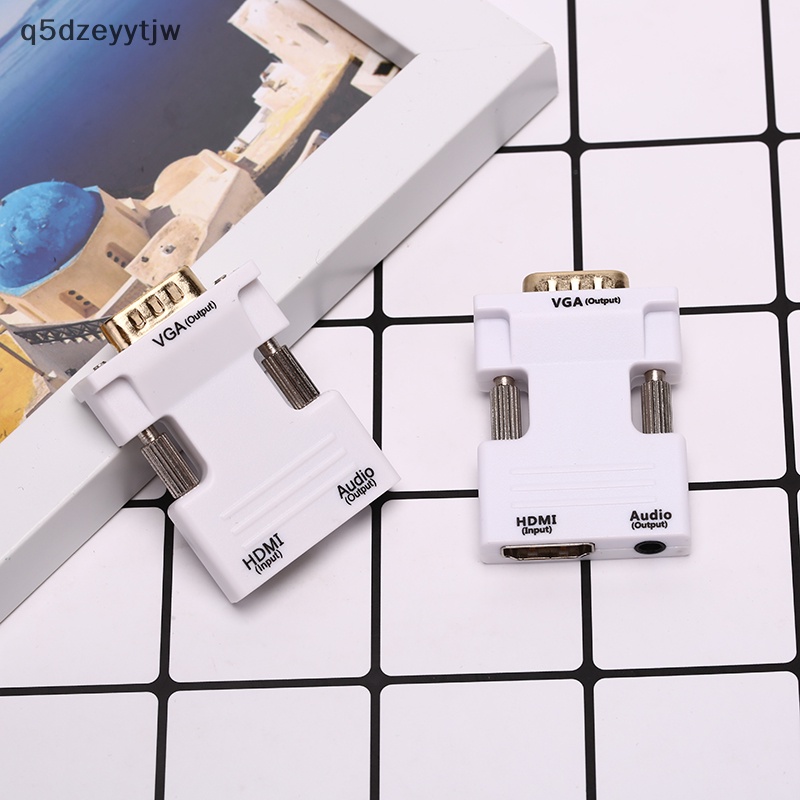 {Q5dzeytjw} Bộ chuyển đổi VGA sang HDMI Full HD 1080p âm thanh video chuyển đổi Máy Tính Xách Tay PC sang TV AV HDTV mới