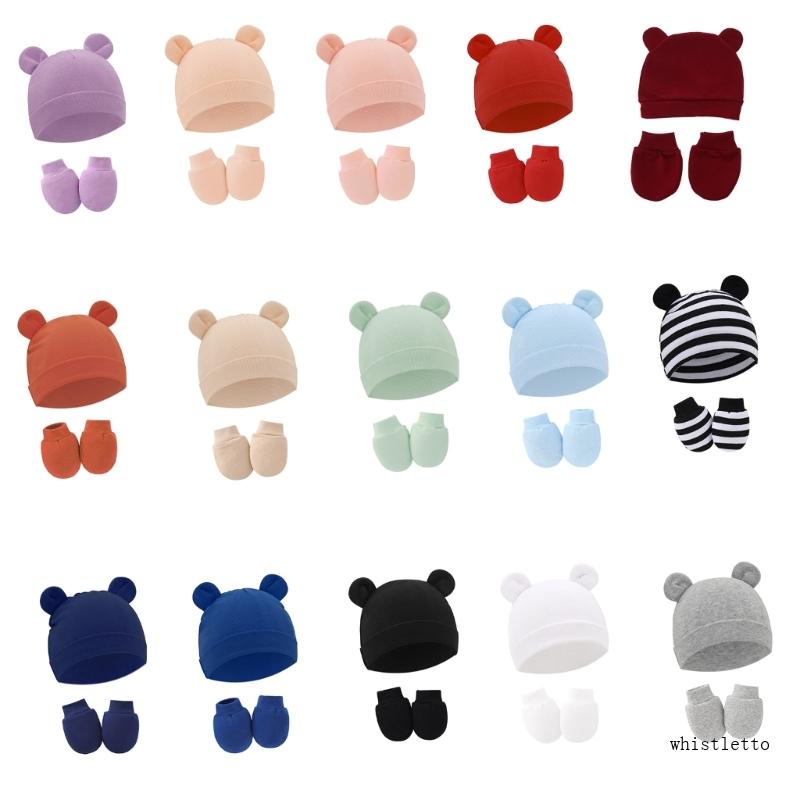 Mũ Bonnet Beanie Kèm Găng Tay Dễ Thương Dùng Làm Quà Tặng Cho Bé Sơ Sinh