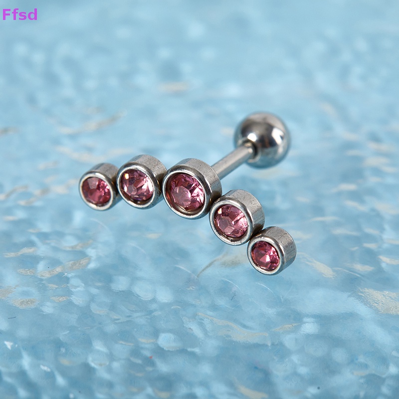 {Ffsd} Khuyên Xỏ Tai Bằng Thép Không Gỉ Đính Đá Pha Lê Thời Trang Làm Quà Tặng Cho Nữ * Bán Chạy