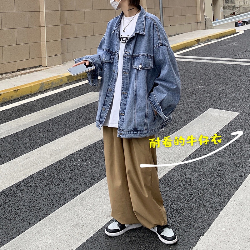 Áo Khoác Denim Thời Trang Đường Phố Mỹ Mới Cho Nam