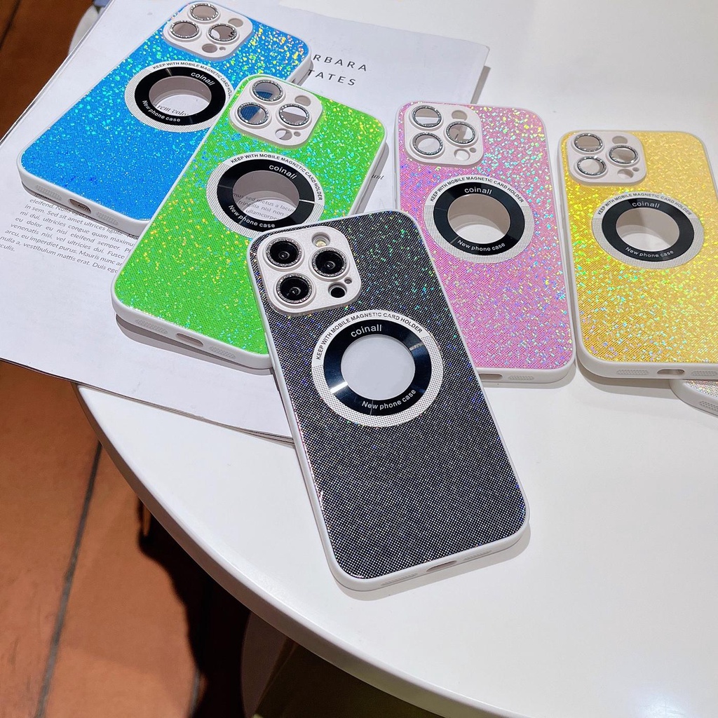 Ốp Điện Thoại PC Cứng Trong Suốt Đính Kim Cương Nhiều Màu Chống Rơi Cho iPhone 12 13 14 Pro Max