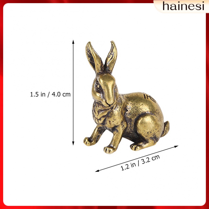 Set 2 Tượng Thỏ Mini Bằng Đồng Thau Phong Cách Trung Hoa Cổ Điển Trang Trí Nhà Cửa / Văn Phòng