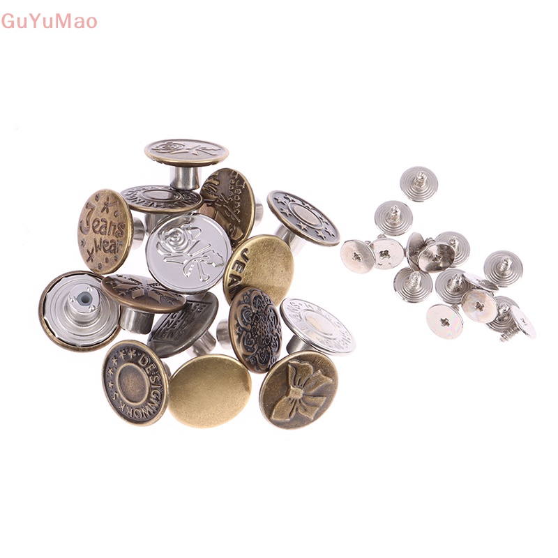 1 Bộ Nút Quần Jean 17mm Bằng Kim Loại Không Cần Khoan Có Thể Tháo Rời Kèm Ốc Vít Thay Đổi Kích Thước Eo PRTA