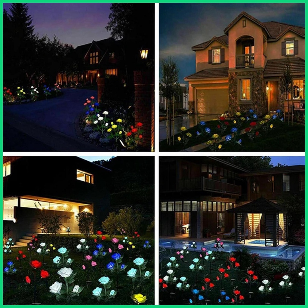 Bộ 2 Đèn LED Năng Lượng Mặt Trời Chống Thấm Nước IP55 Thay Đổi Màu Sắc 7 Màu Tiện Dụng