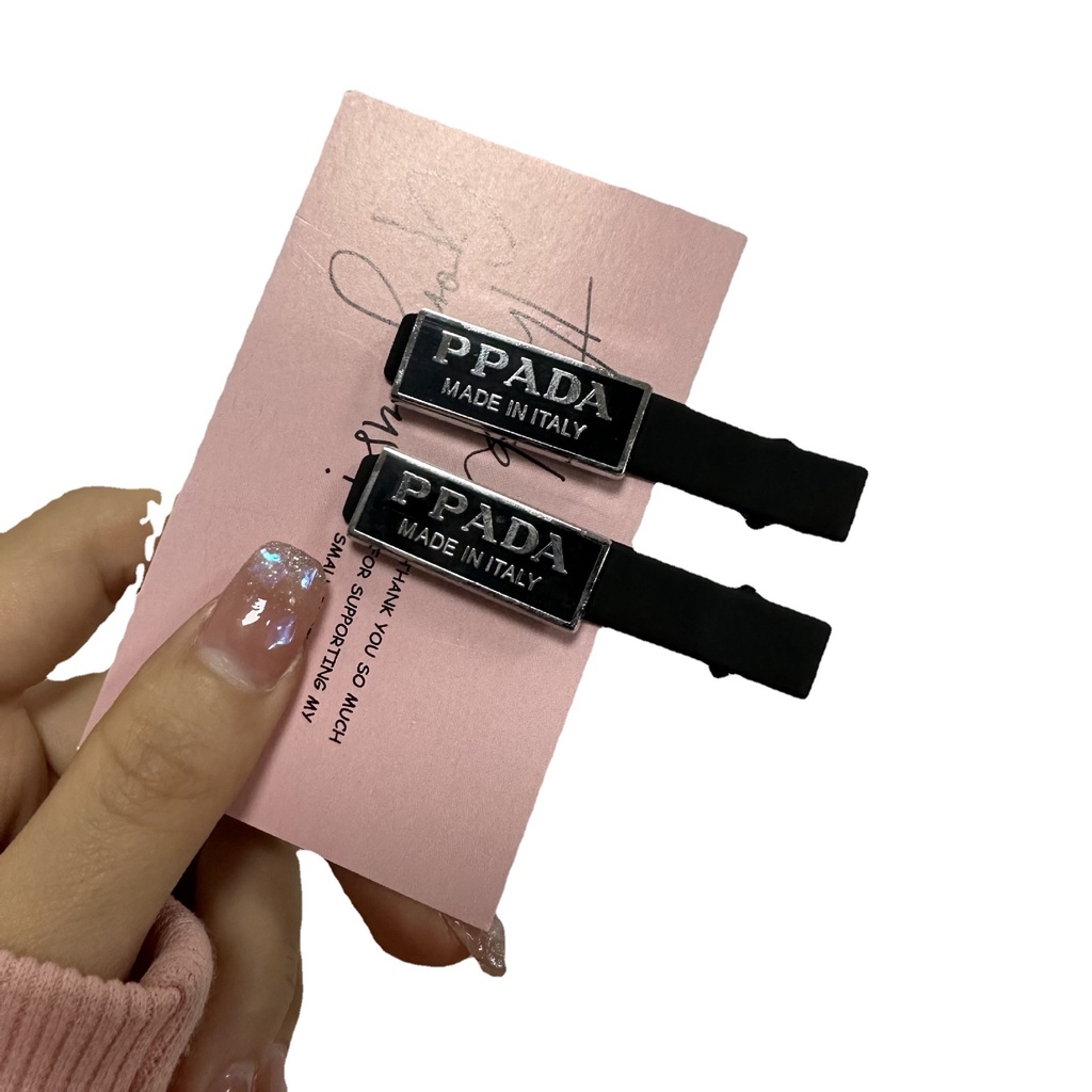 Cặp Kẹp Tóc Mỏ Vịt Màu Vàng Đen Phong Cách Pháp Thời Trang Cho Nữ