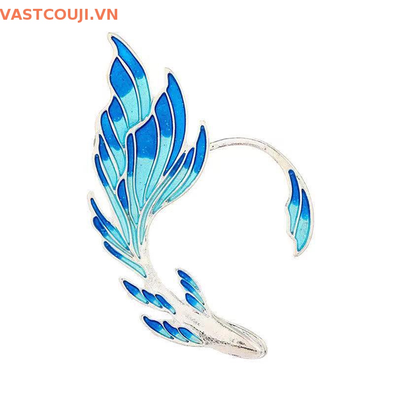 Khuyên Kẹp Vành Tai Màu Gradient Hình Đuôi Cá Vàng / Xanh Dương Thời Trang Cho Nữ VN