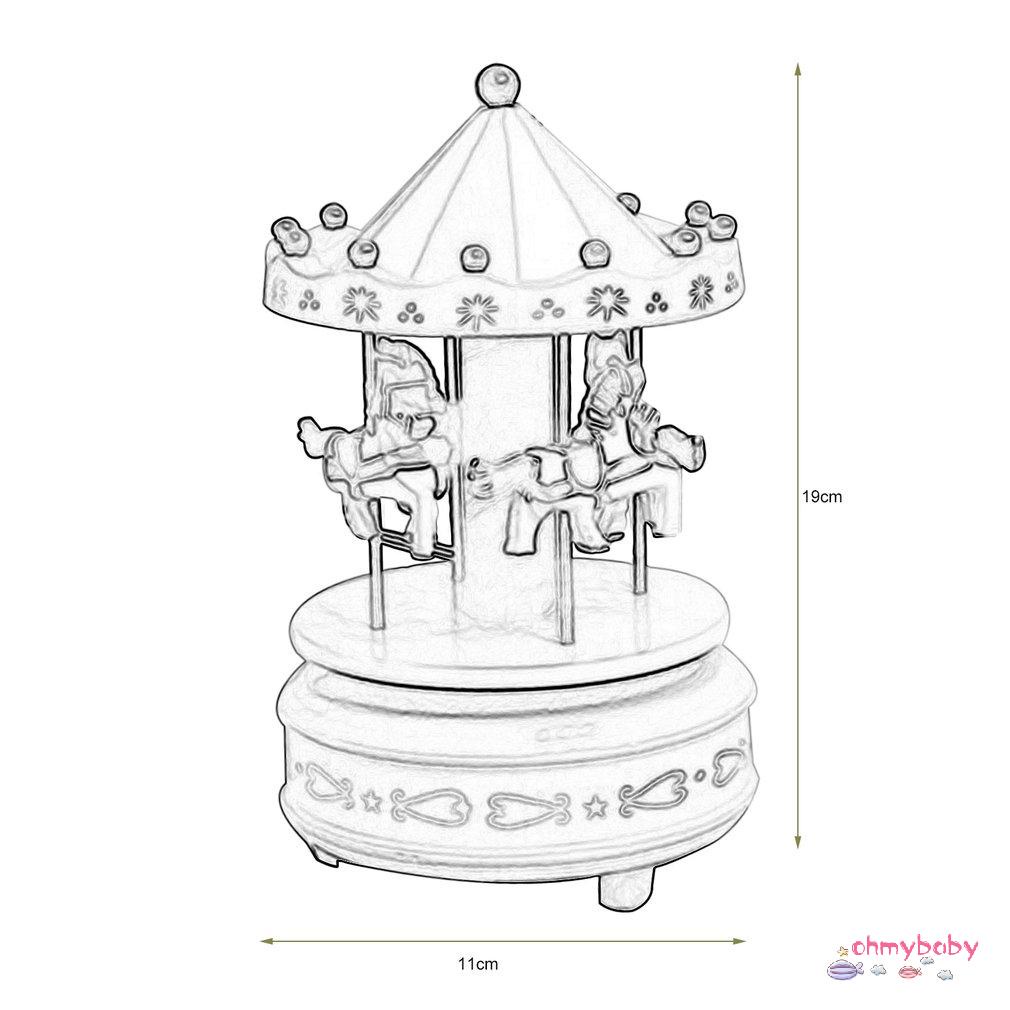 [Ready] Merry-Go-Round Carousel Hộp Nhạc Cho Đồ Chơi Trẻ Em Đám Cưới Sinh Nhật Tặng Wind-Up Horse Fairground [Z/4]
