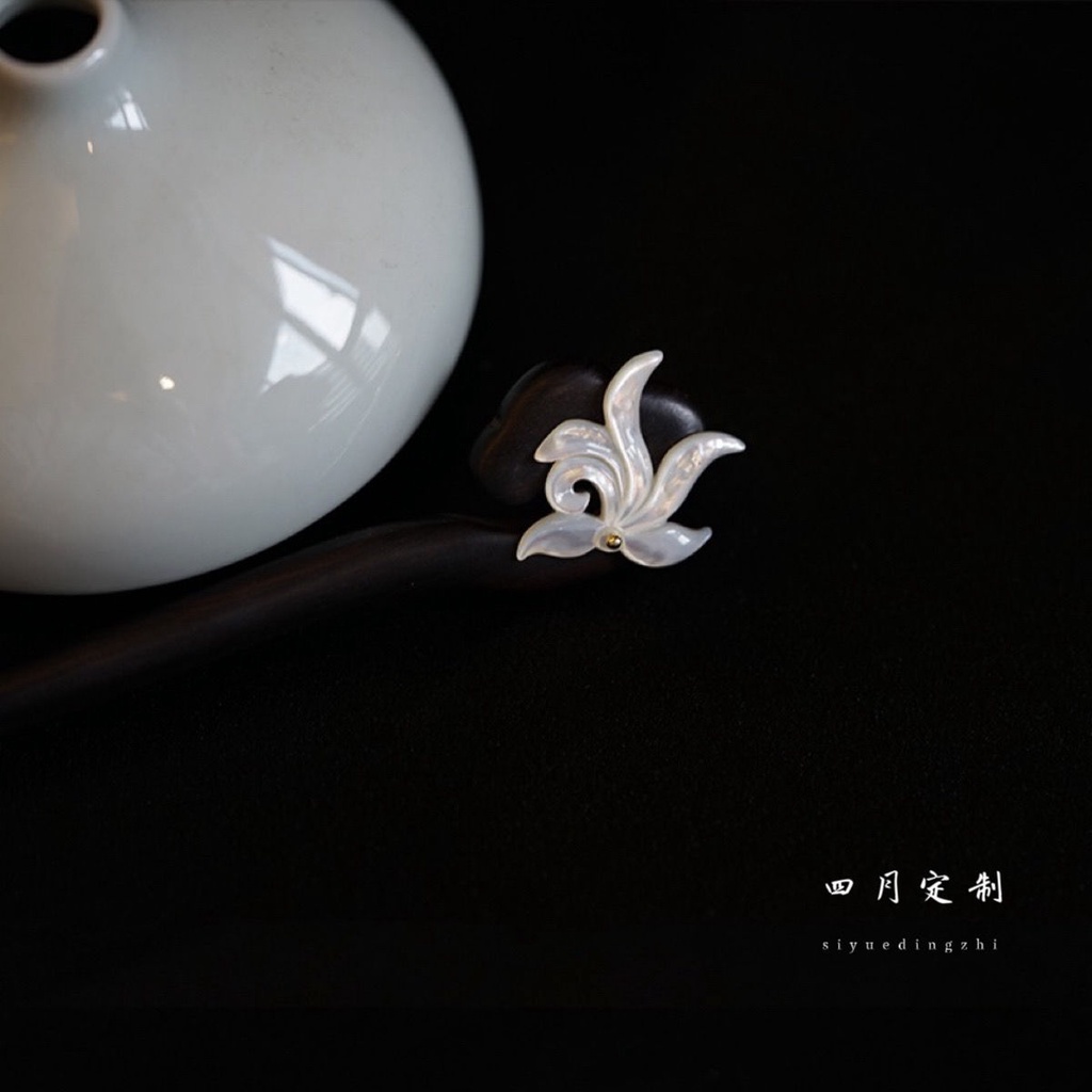 Kẹp Tóc Bằng Gỗ Mun Hình Bướm / Hoa Lan / Cá Ngựa Màu Trắng Thời Trang Mùa Hè Đơn Giản