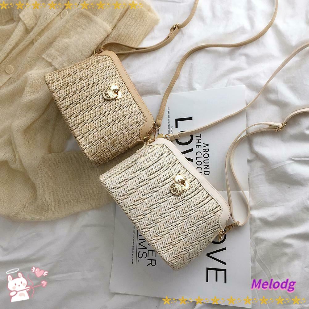 Túi Rơm Đeo Chéo Đựng Điện Thoại Cho Nữ