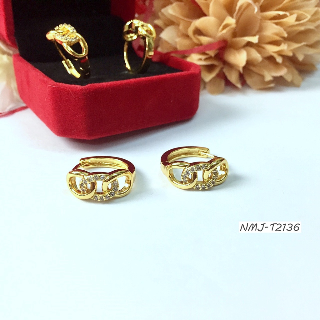 Khuyên Tai tròn Mạ Vàng T2136 Bền Màu Cho nữ