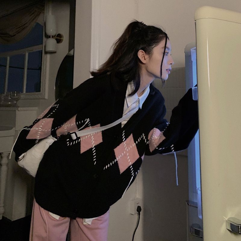 Áo Khoác Cardigan Dệt Kim Cổ Chữ V Phong Cách Vintage Dành Cho Nữ