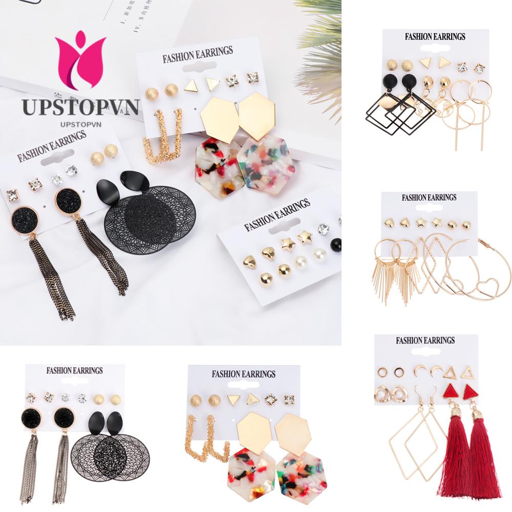 Bông Tai Kim Loại Phối Tua Rua Thời Trang