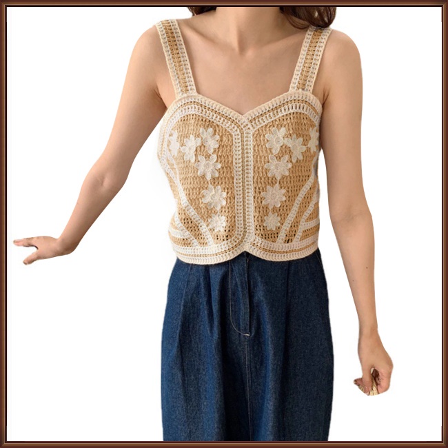 Áo Dây Sát Nách Vải Lụa Lạnh Thêu Họa Tiết Kiểu Retro Pháp Thời Trang Mùa Hè Cho Nữ