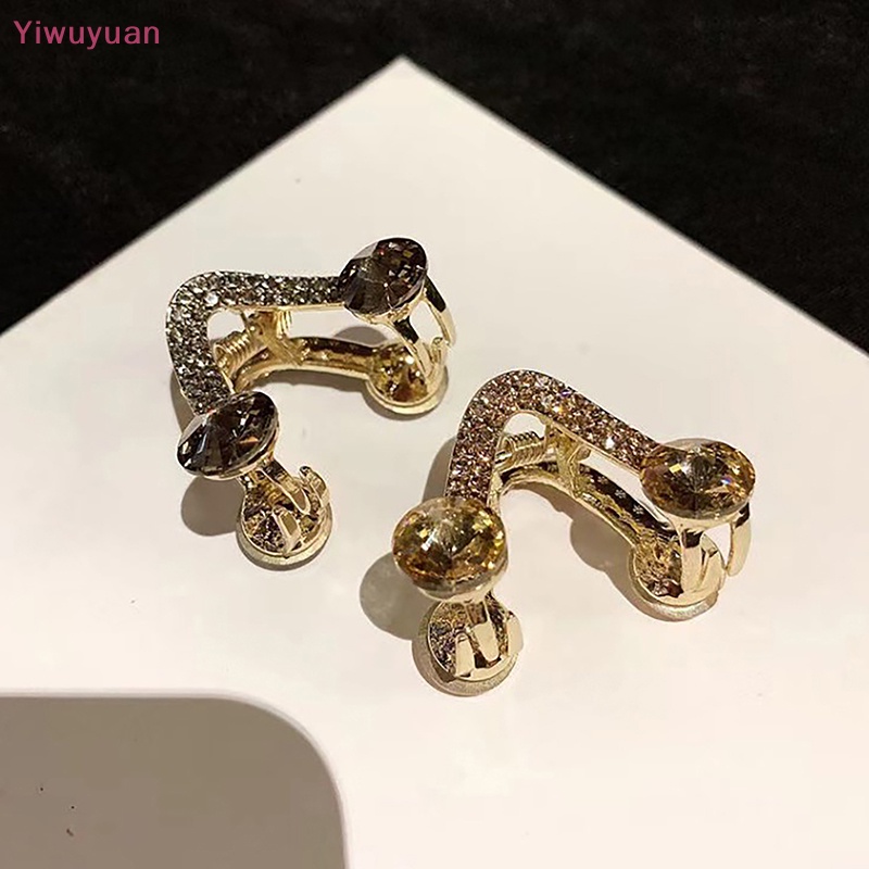< Yiwuyuan > Kẹp Tóc Mini Hình Chữ V Đính Đá Và Ngọc Trai Bằng Kim Loại Mới