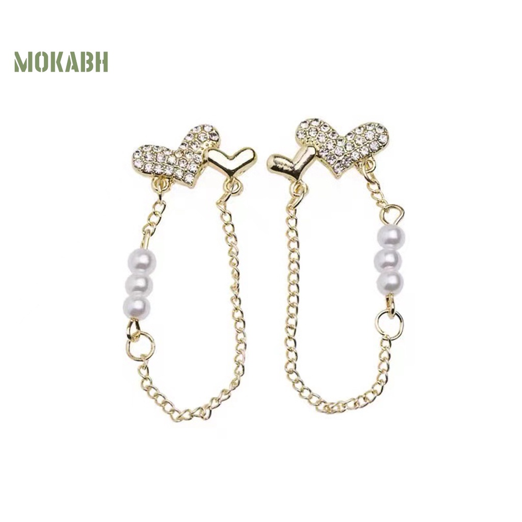 1 Đôi Bông Tai Hình Trái Tim Đính Ngọc Trai Nhân Tạo Thời Trang Dành Cho Nữ